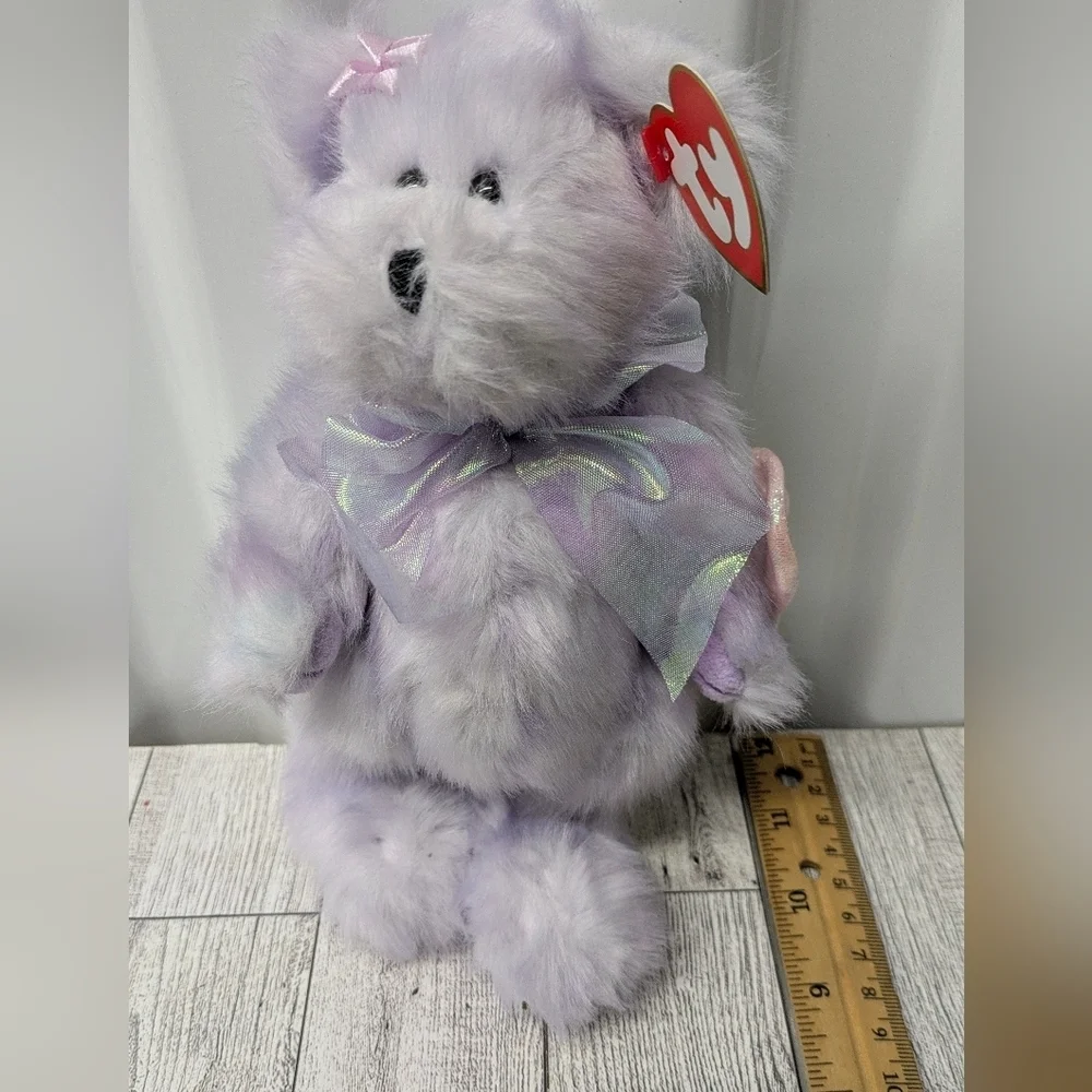 Ty Cassia Lavender Plush Bear with Bow